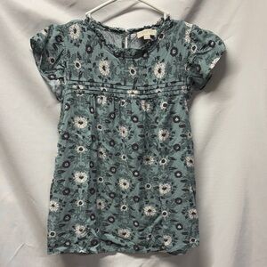 LOFT Teal and Black Floral Shirt